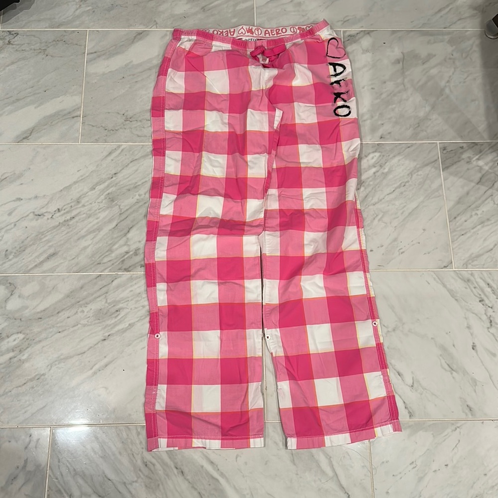 Aeropostale pajama flannel says aero on side